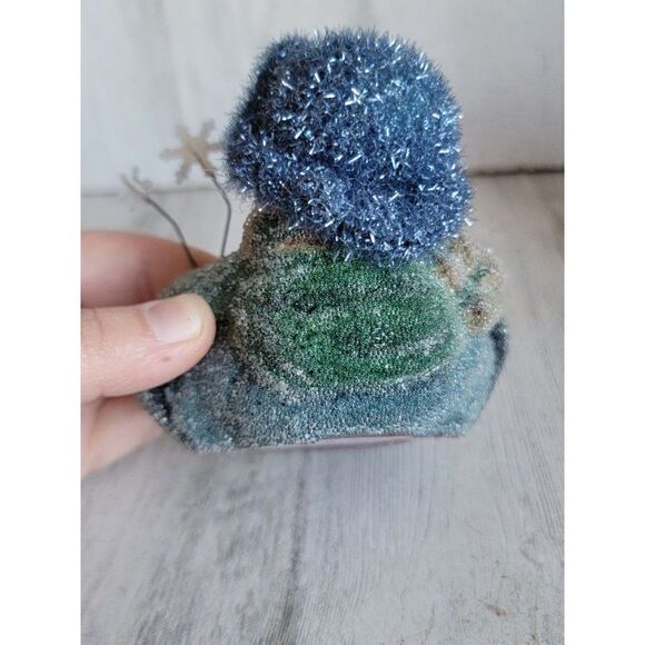 Snowman peppermint snowflake tea light mini candle holder Xmas glitter - Picture 5 of 7